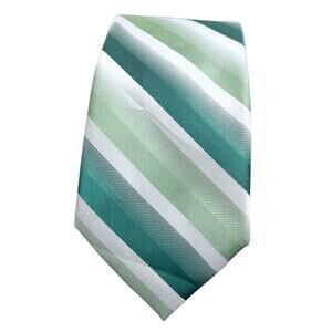 J.Ferrar Men's Green and white stripe Tie